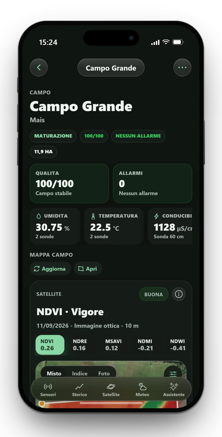 Dettaglio del campo nell’app Harvi