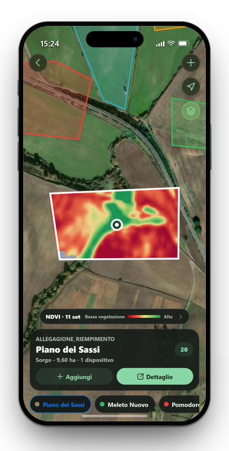 Mappa dei campi nell’app Harvi